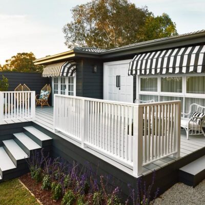 awning shading a Brisbane deck with clear, post‑free space