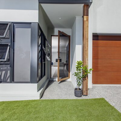 Crimsafe security door installed on Brisbane home front entry providing intruder protection with mesh visibility