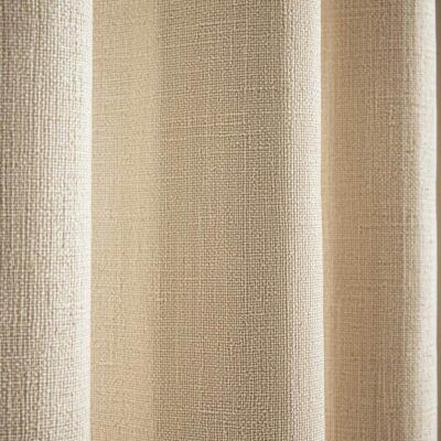 Linen-look curtain fabric providing texture with stabilising lining