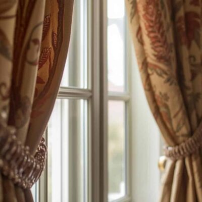 Custom curtains tailored for heritage Queenslander windows in Brisbane with traditional styling and perfect fit