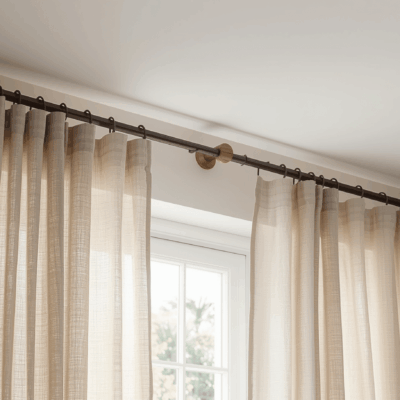 Decorative curtain rod adding warmth and character to a room